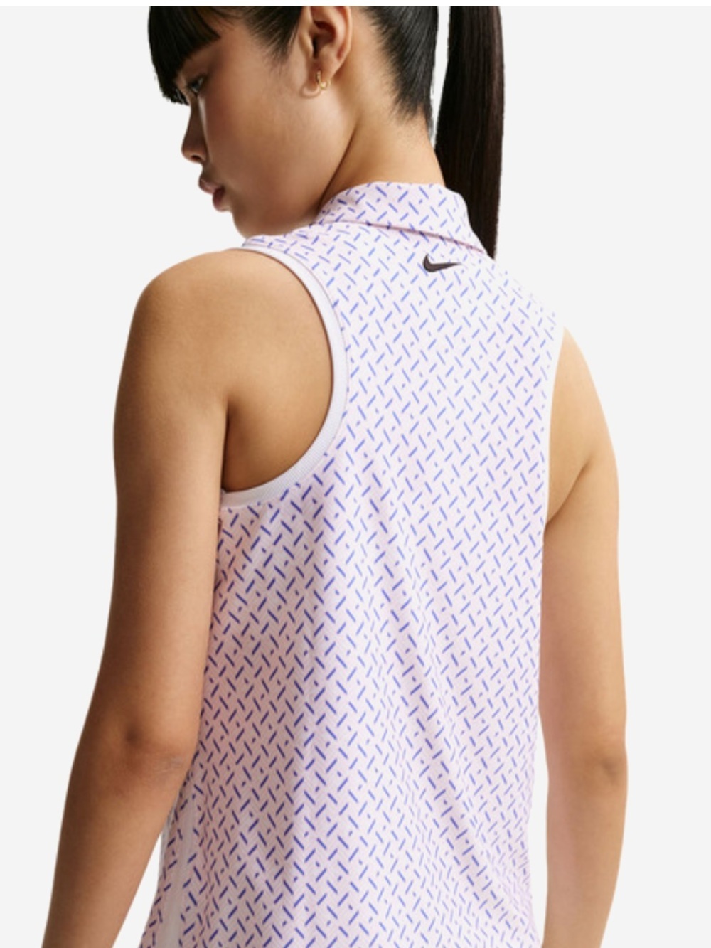 Nike White Sleeveless Polo  THE PLAYERS with Blue Micro Pattern! L ! NWT